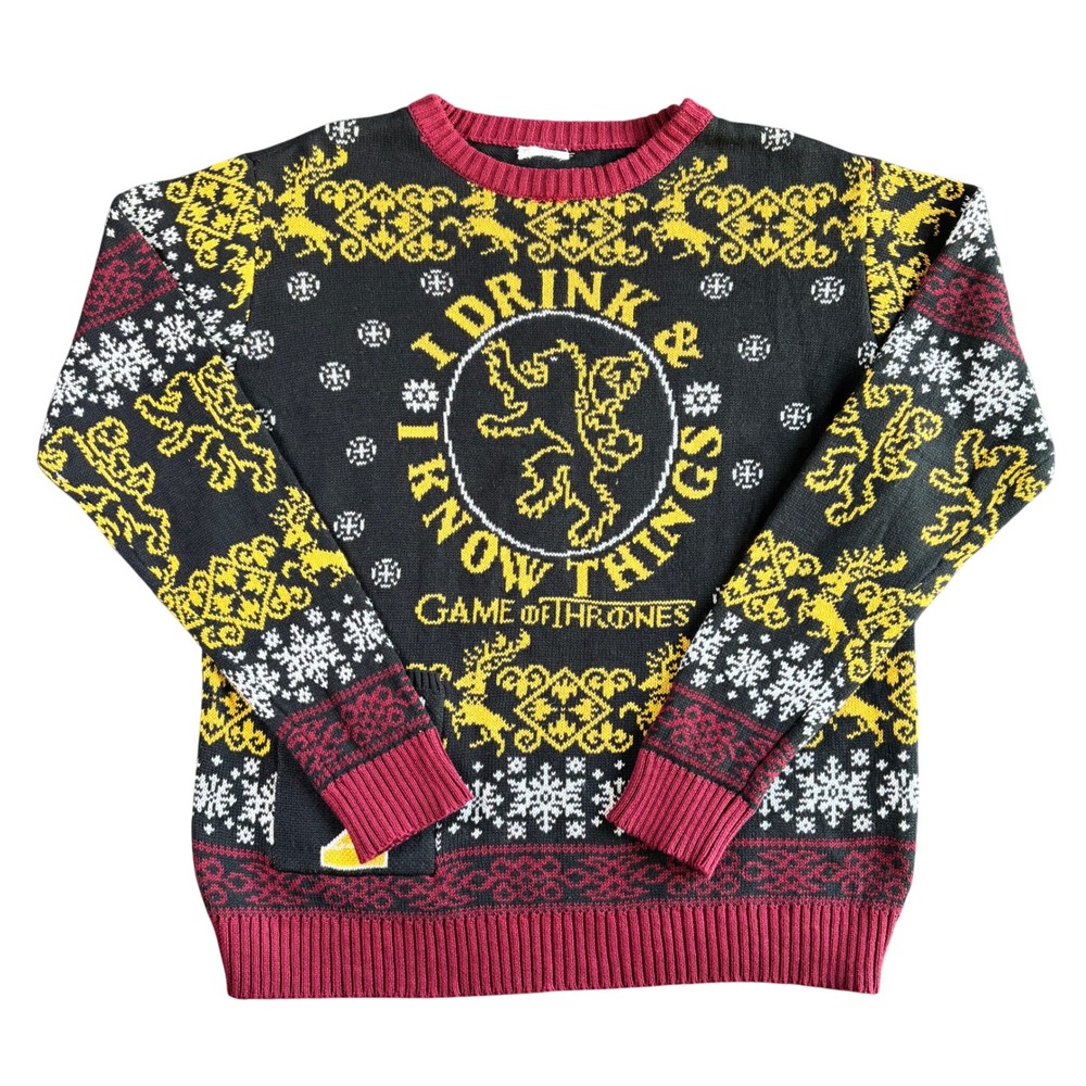Game of Thrones I Drink & I Know Things Ugly Christmas Sweater Mens‎ Large Black